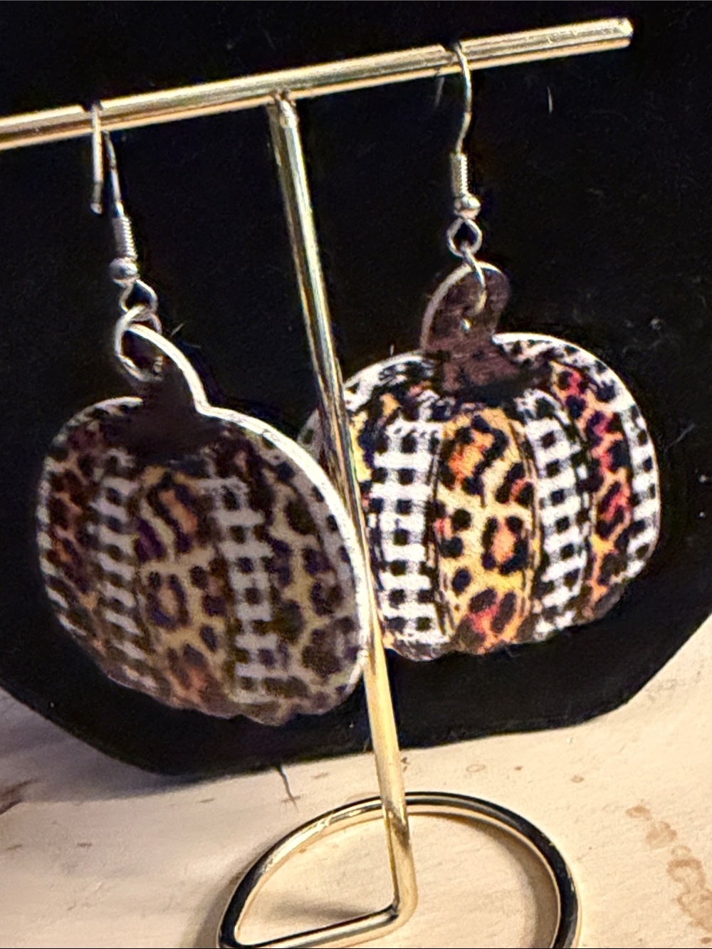 🎃🎃🎃3for 12$🎃🎃🎃Leopard Print Pumpkin Drop Earrings - Women Accessories - Brown